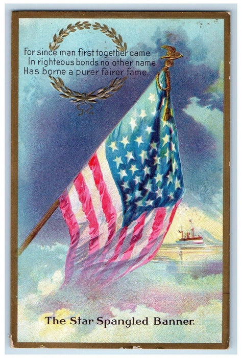 1910 Decoration Day Patriotic The Star Spangled Banner Embossed Antique Postcard