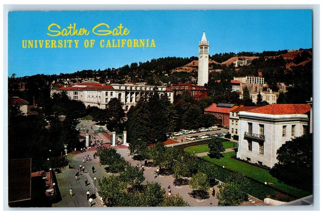 c1960 Sather Gate Jane Sather Campus Campanile University California CA Postcard