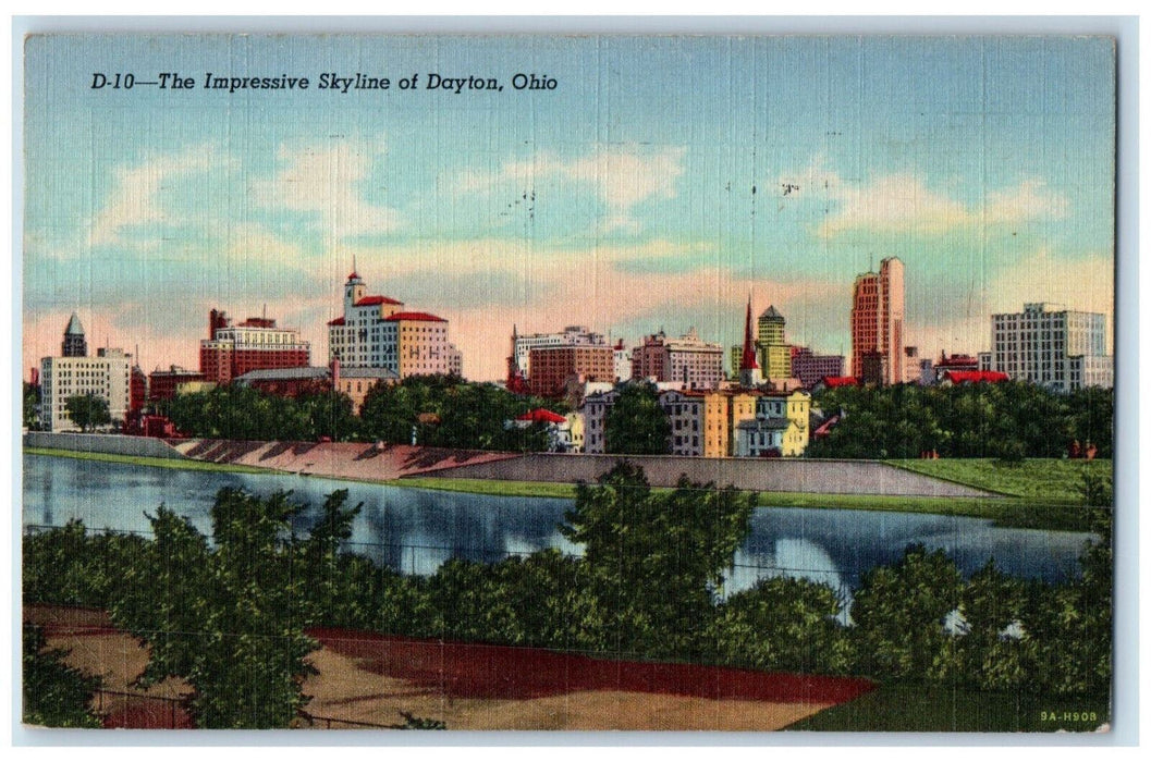 1945 The Impressive Skyline City View Of Dayton Ohio OH, Portland OR Postcard