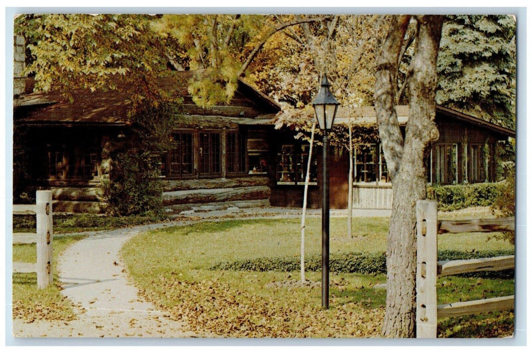 c1960 Plentywood Farm Wellwood House Log Cabin Bensenville Illinois IL Postcard