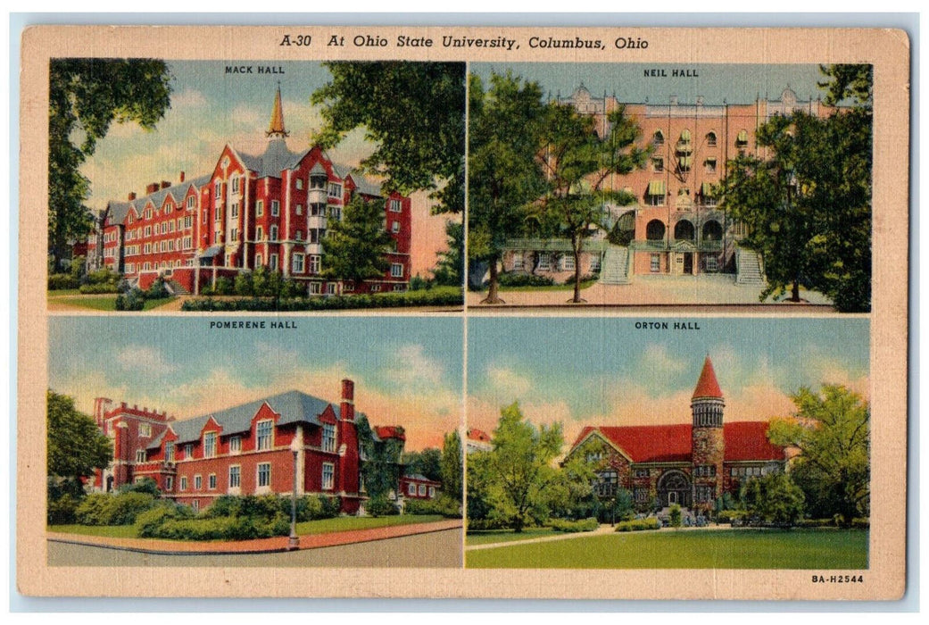 Ohio State University Columbus OH, Mack Neil Pomerene Hall Multiview Postcard