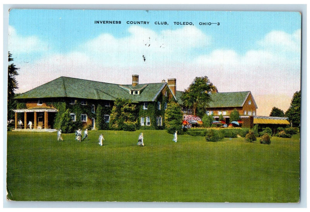 Inverness Country Club House Toledo Ohio OH, Garden Scene Vintage Postcard