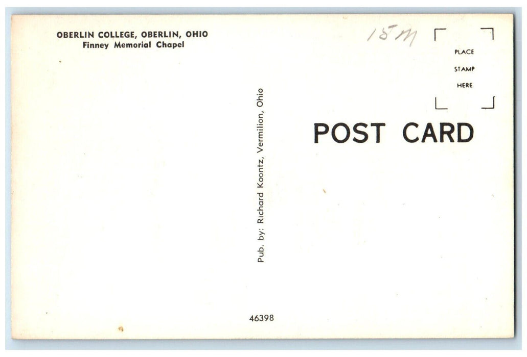 c1960 Oberlin College Oberlin Ohio Exterior Finney Memorial Chapel OH Postcard