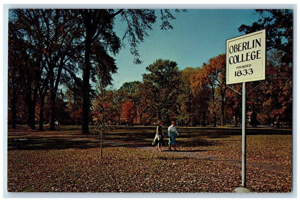 c1960 Oberlin College Tappan Square Signage Exterior Field Oberlin Ohio Postcard
