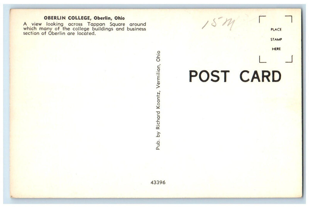 c1960 Oberlin College Tappan Square Signage Exterior Field Oberlin Ohio Postcard