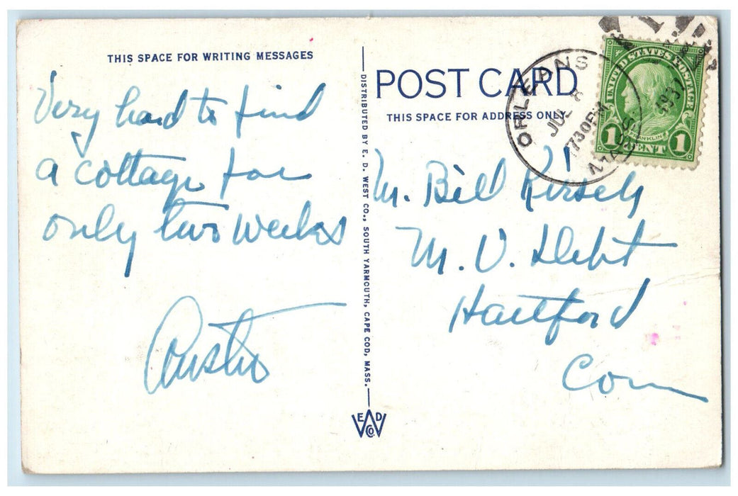 1937 Black Fish Driven Ashore at South Wellfleet Cape Cod MA Postcard
