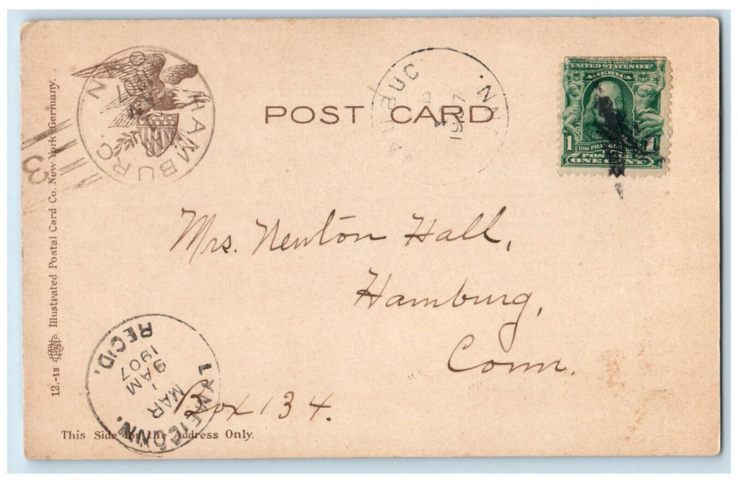 1907 Moonlight at Connecticut River Steamer "Hartford" Hartford CT Postcard