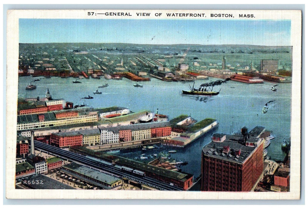 1937 General View of Waterfront Boston Massachusetts MA Vintage Postcard