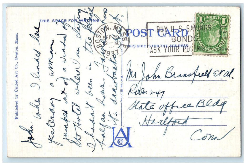 1937 General View of Waterfront Boston Massachusetts MA Vintage Postcard