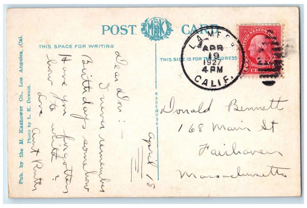 1927 The Beach and Esplanade Mission Beach San Diego California CA Postcard