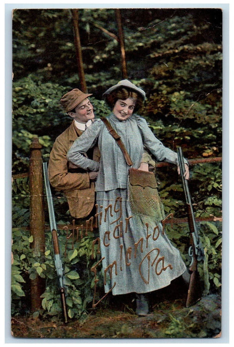 c1910 Couple Gun Hunting Near Emlenton PA United Art Publishing Co. Postcard