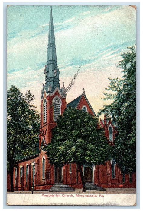 1910 Presbyterian Church Monongahela Pennsylvania PA Antique Postcard