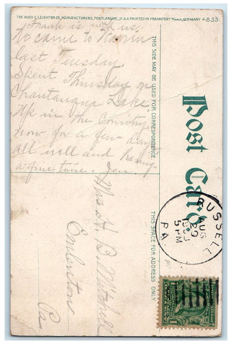 1908 Central High School Entrance Warren Pennsylvania PA Russell PA Postcard