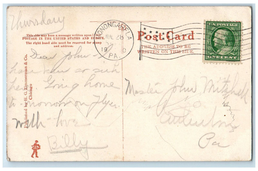 1910 St. Paul's Episcopal Church Monongahela Pennsylvania PA Postcard