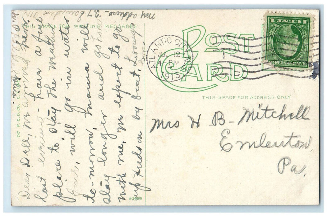 1913 Watching The Bathers from the Steel Pier Atlantic City NJ Postcard