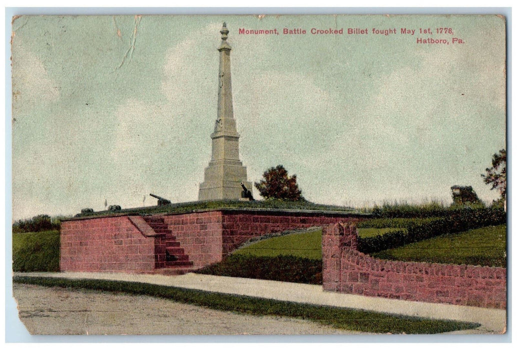 1910 Monument Battle Crooked Billet Hatboro Pennsylvania PA Antique Postcard