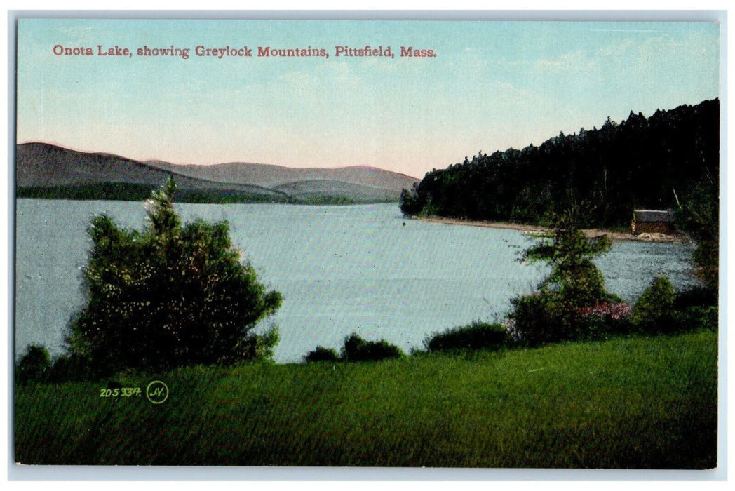 c1910 Onota Lake Showing Greylock Mountains Pittsfield Massachusetts MA Postcard