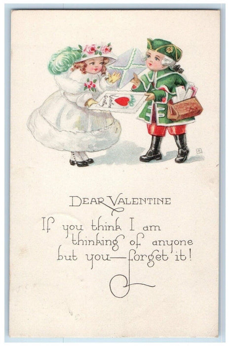 Valentine Greeting Pretty Girl Mailman Delivered Letters Rockville CT Postcard