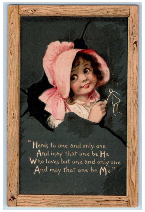 1907 Cute Little Girl Curly Hair Brundage Tuck's Posted Antique Postcard