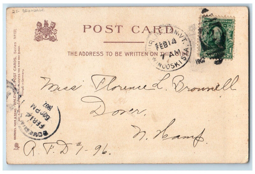 1907 Cute Little Girl Curly Hair Brundage Tuck's Posted Antique Postcard