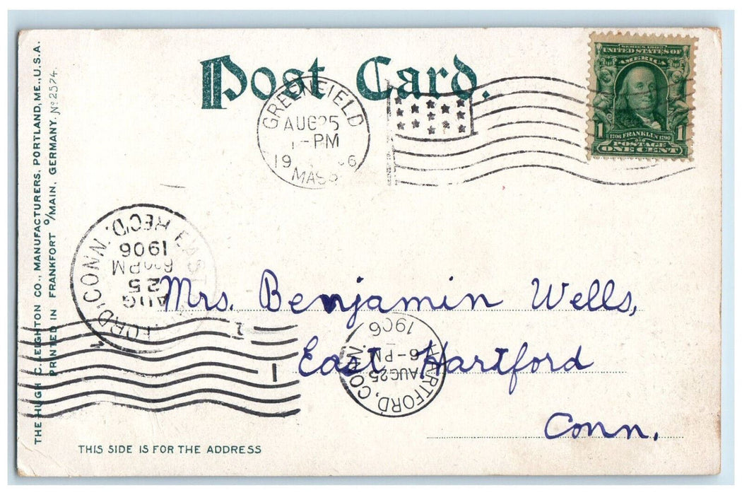 1906 Leyden Glen Greenfield Massachusetts MA Antique Posted Postcard