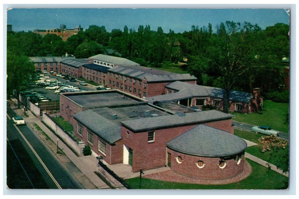 Bird's Eye View Of Treadway Inn Rochester New York NY, Car-lined Scene Postcard