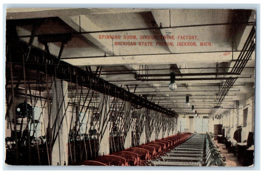 Spinning Room Binder Twine Factory Michigan State Prison Jackson MI Postcard