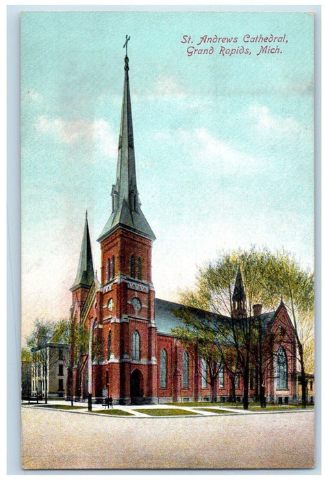 View Of St. Andrews Cathedral Church Grand Rapids Michigan MI Vintage Postcard