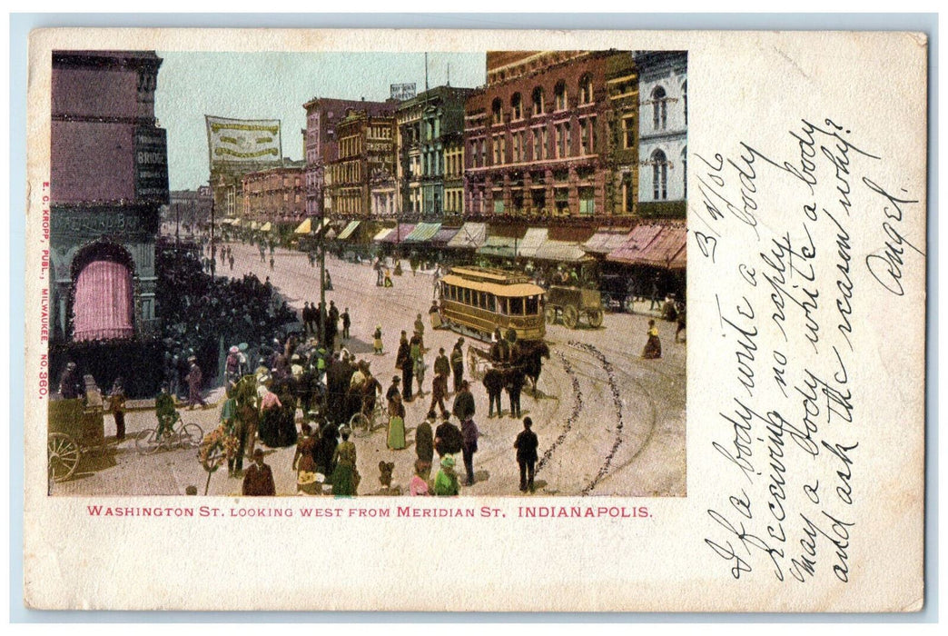1906 Washington St. Looking West From Meridian St. Indianapolis IN Postcard
