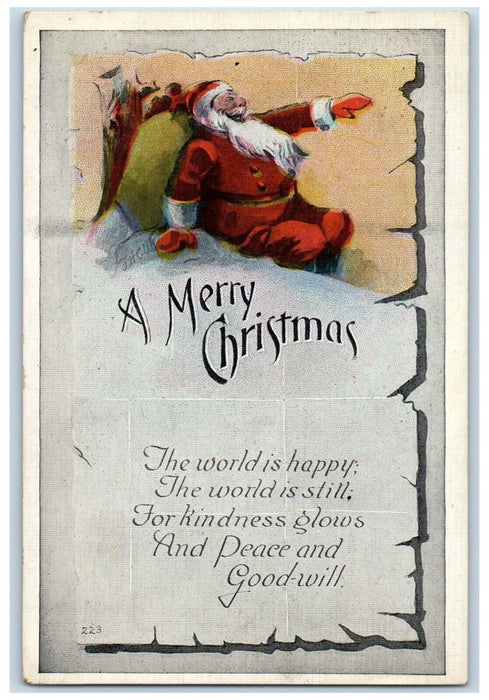 1921 Christmas Santa Claus Sack Of Toys South Manchester Connecticut CT Postcard