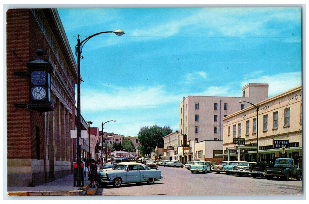 Hotel Western Union Street Scene Looking West Silver City New Mexico NM Postcard