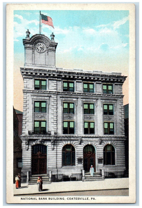 National Bank Building Exterior Scene Coatesville Pennsylvania PA Postcard