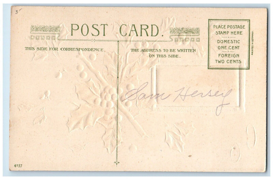 Christmas Greetings John Winsch Holly Berries Winter Artist Signed Postcard