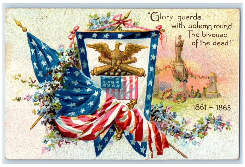 1907 Decoration Day Civil War Gar Patriotic Tuck's Rutland Vermont VT Postcard