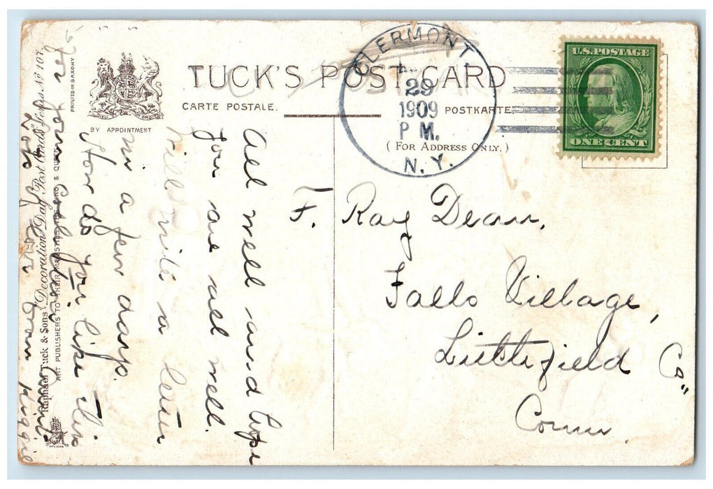1909 Decoration Day Soldier Band Parade Patriotic Clermont NY Tuck's Postcard