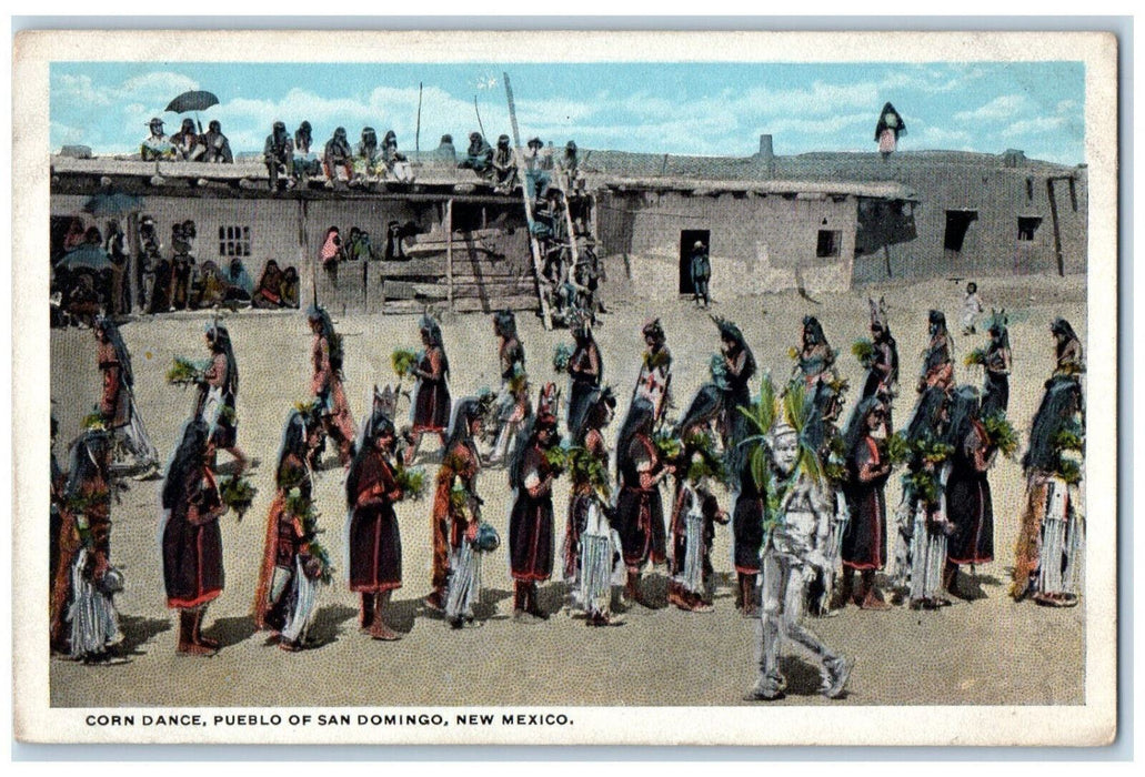 View Of Corn Dance Pueblo Of San Domingo New Mexico NM Vintage Unposted Postcard