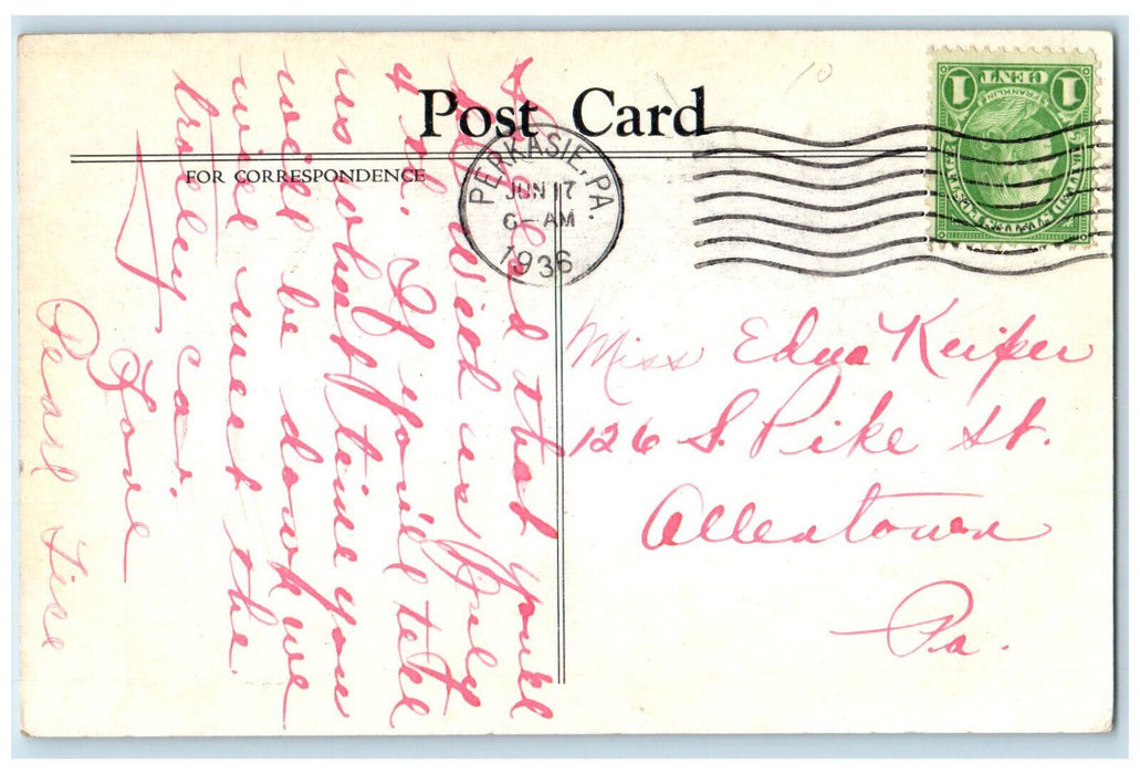 1936 Trinity Lutheran Church Perkasie Pennsylvania PA Vintage Postcard