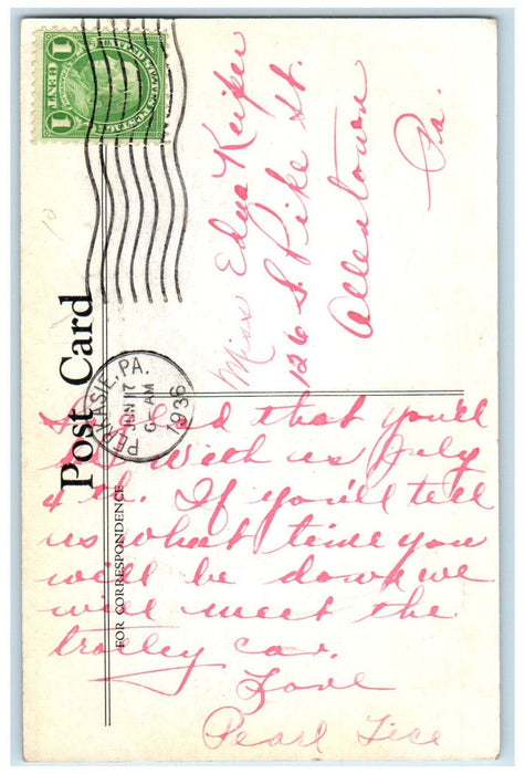 1936 Trinity Lutheran Church Perkasie Pennsylvania PA Vintage Postcard