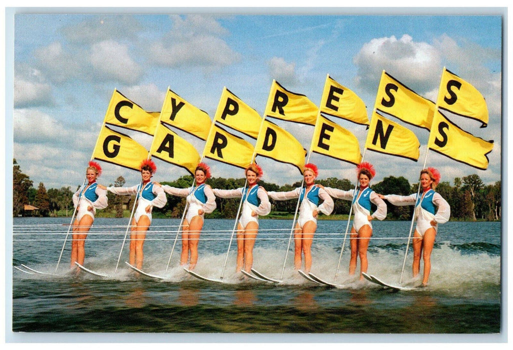 c1950's Cypress Gardens Letter Flag Beauty on Parade Florida FL Postcard