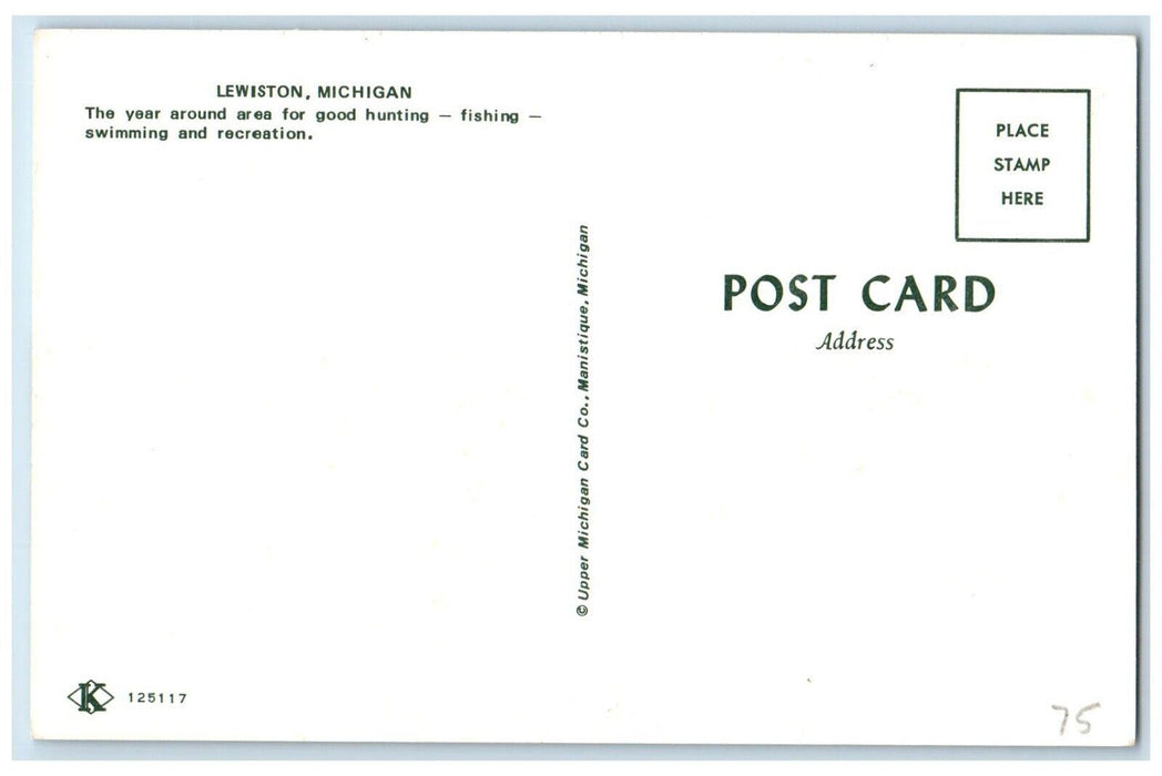 c1960 State Bank Classic Cars Exterior Building Shop Lewiston Michigan Postcard