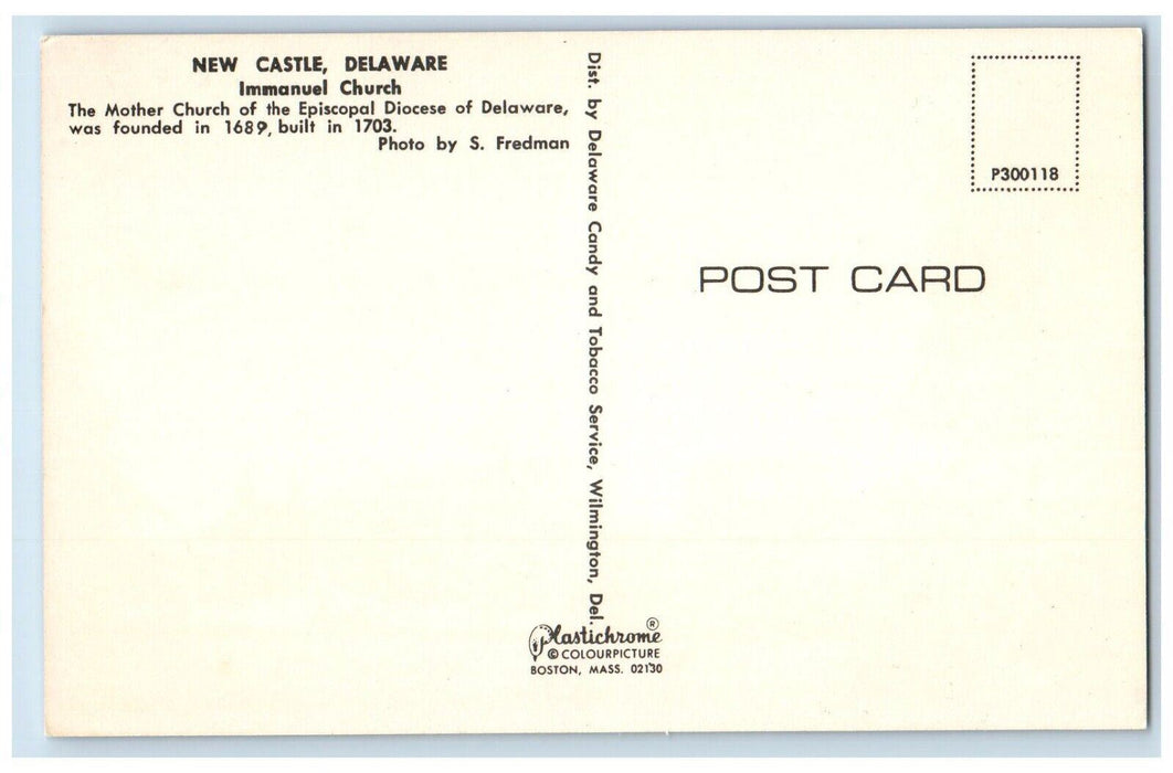 c1960 New Castle Delaware Immanuel Church Episcopal Diocese Delaware DE Postcard