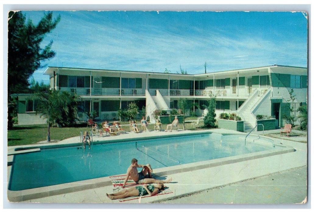 c1960 Cavalier Motel Bay Esplanade Hotel Pool Clearwater Beach Florida Postcard