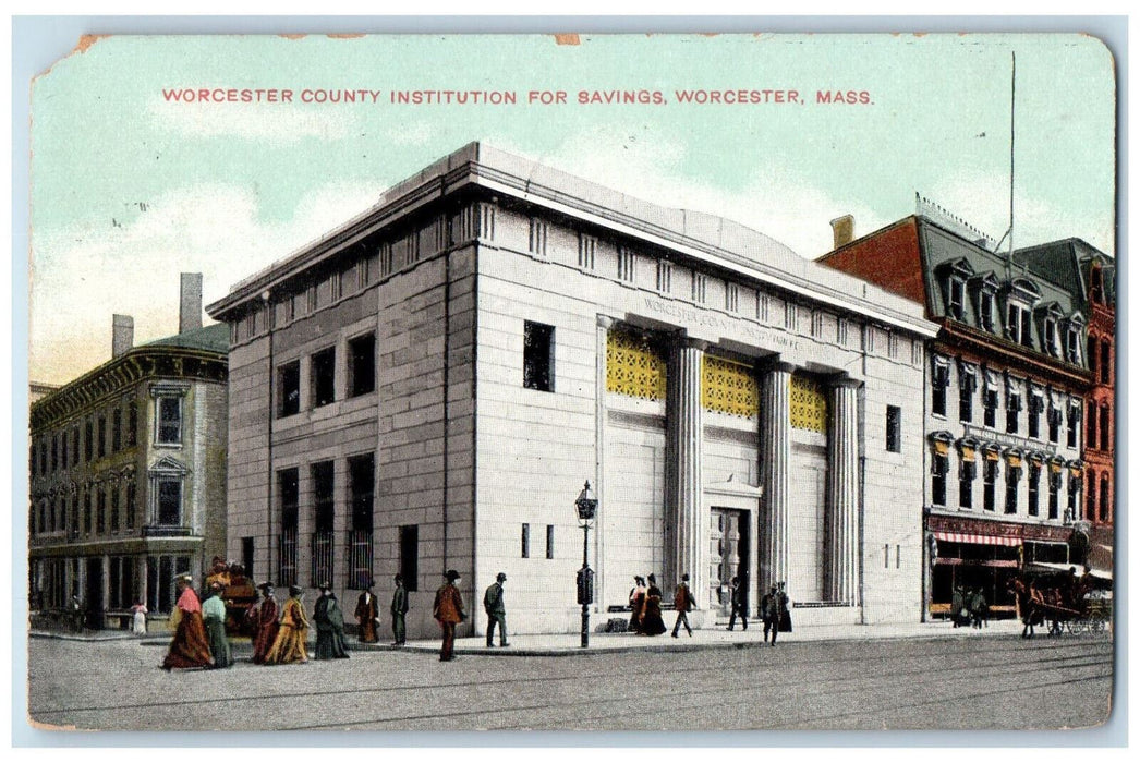 1909 Worcester County Institution for Savings Worcester MA Posted Postcard