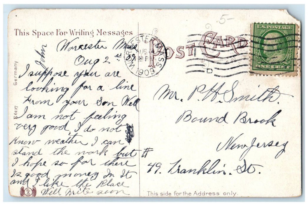 1909 Worcester County Institution for Savings Worcester MA Posted Postcard
