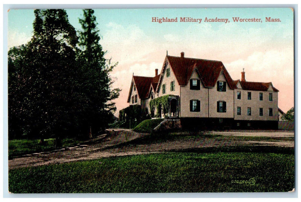 c1910 Highland Military Academy Worcester Massachusetts MA Antique Postcard