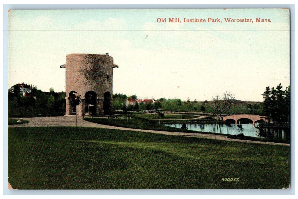 c1910 Old Mill Institute Park Worcester Massachusetts MA Antique Postcard