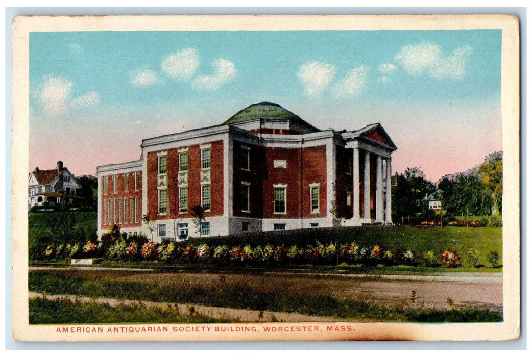 c1920's American Antiquarian Society Building Worcester MA Postcard