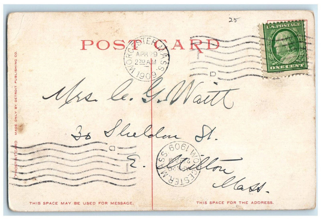 1909 Bloomingdale Hospital Worcester Massachusetts MA Antique Phostint Postcard