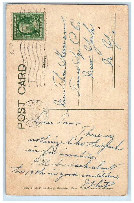 1909 Slater Building Worcester Massachusetts MA Antique Posted Postcard