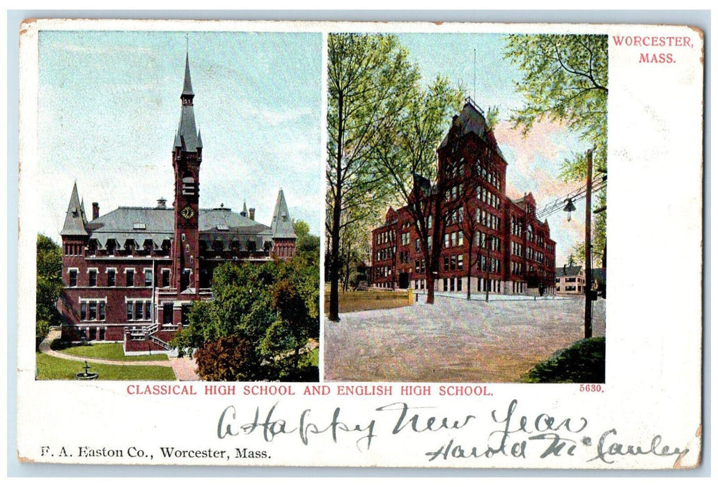 1905 Classical and English High School Worcester Massachusetts MA Postcard